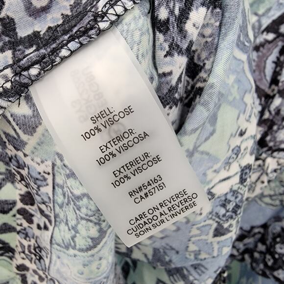 NEW Calvin Klein Women's‎ Floral Geo Print Blouson Puff Sleeve A Line Dress Blue - Picture 13 of 14